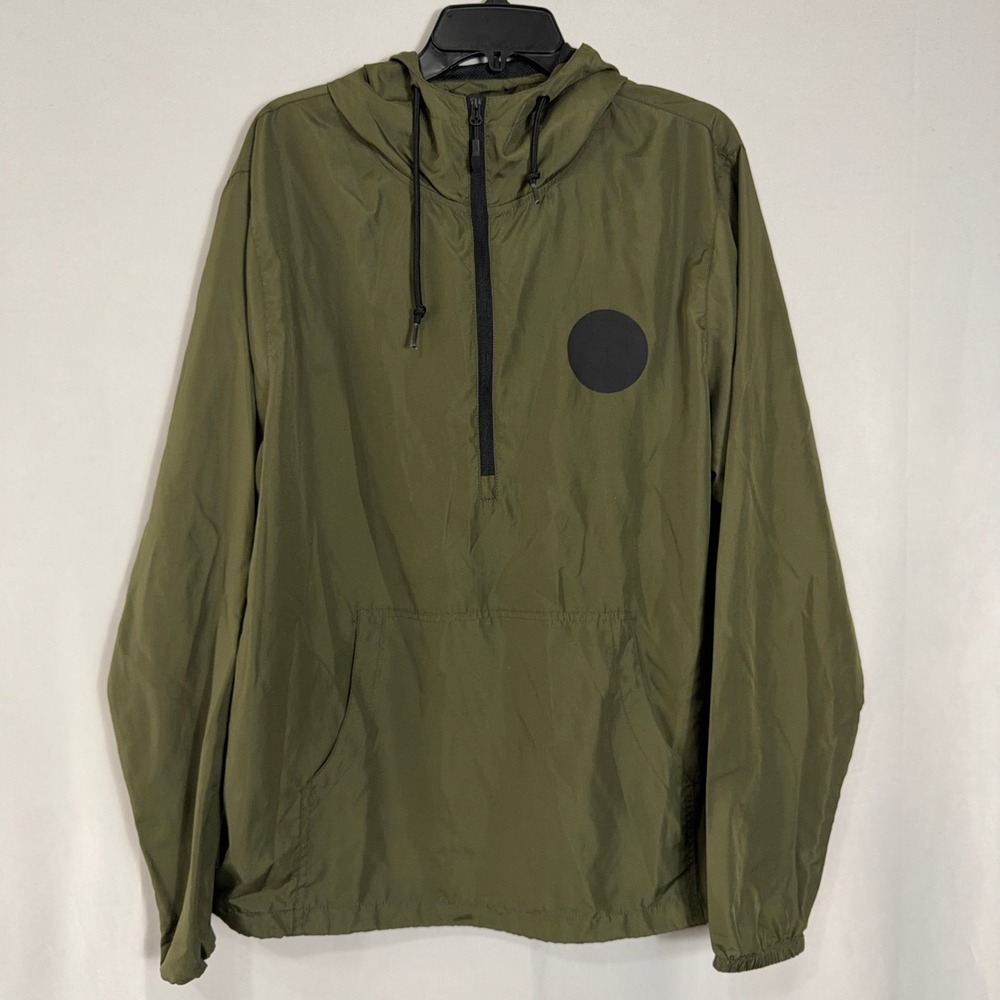 MTN OPS Jacket Windbreaker L Quarter Zip Hooded Pullover Olive Green Mens